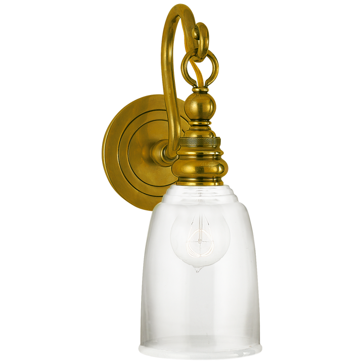 Brighton Loop Arm Sconce-Visual Comfort-VISUAL-SL 2934HAB-CG-Wall LightingHand-Rubbed Antique Brass-Clear Glass-7-France and Son