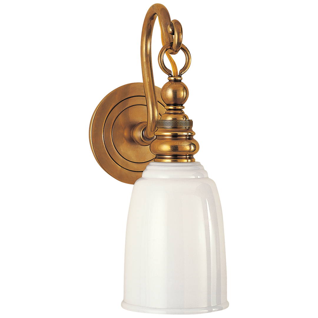 Brighton Loop Arm Sconce-Visual Comfort-VISUAL-SL 2934HAB-WG-Wall LightingHand-Rubbed Antique Brass-White Glass-8-France and Son