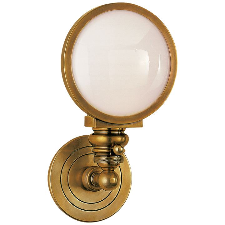 Brighton Head Light Sconce-Visual Comfort-VISUAL-SL 2935HAB-WG-Wall LightingHand-Rubbed Antique Brass-White Glass-4-France and Son