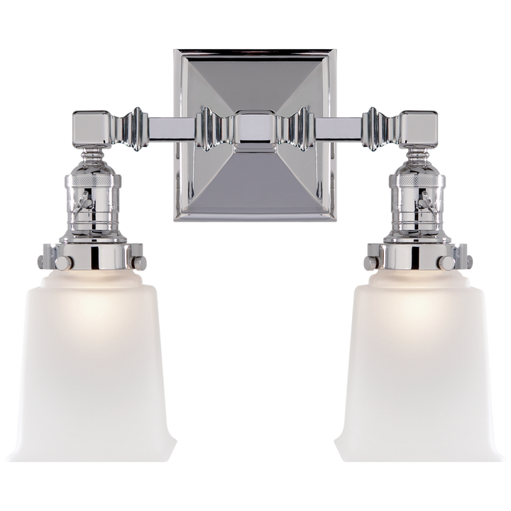 Bossy Square Double Light-Visual Comfort-VISUAL-SL 2942CH-FG-Wall LightingChrome/Frosted Glass-3-France and Son