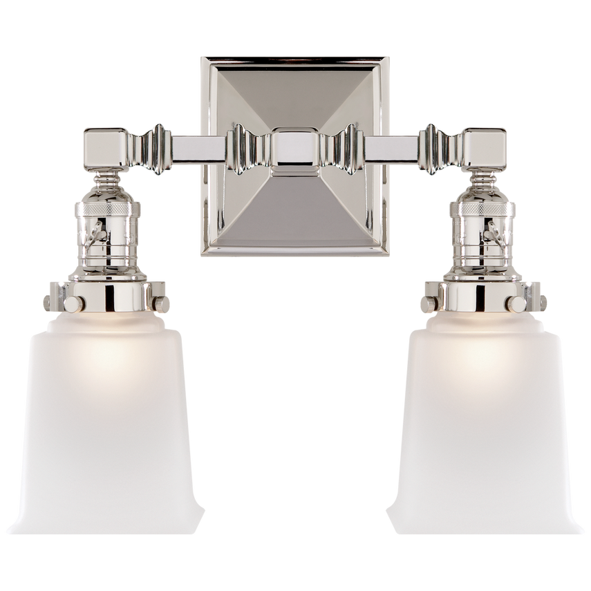 Bossy Square Double Light-Visual Comfort-VISUAL-SL 2942PN-FG-Wall LightingPolished Nickel/Frosted Glass-5-France and Son