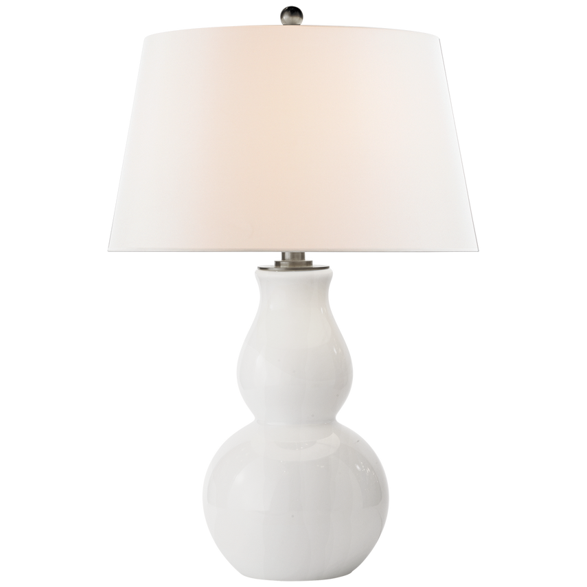 Olympia Bottom Gourd Table Lamp-Visual Comfort-VISUAL-SL 3811WG-L-Table LampsWhite Glass-Linen Shade-4-France and Son