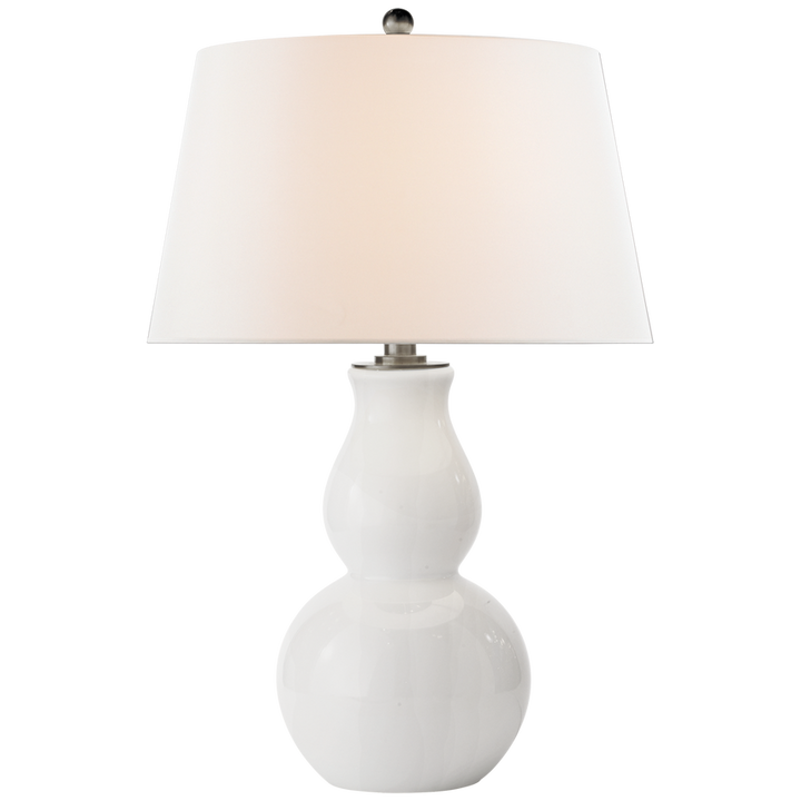 Olympia Bottom Gourd Table Lamp-Visual Comfort-VISUAL-SL 3811WG-L-Table LampsWhite Glass-Linen Shade-4-France and Son