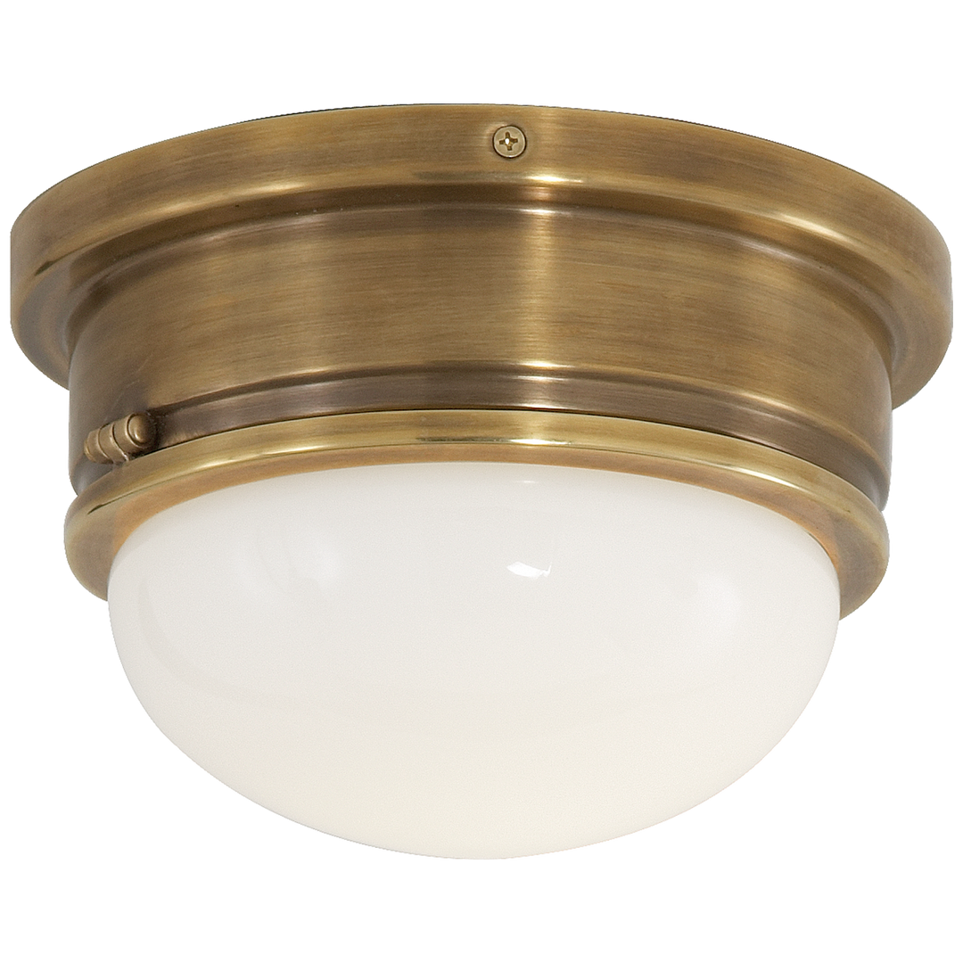 Marry Medium Flush Mount-Visual Comfort-VISUAL-SL 4001HAB-WG-Flush MountsHand-Rubbed Antique Brass-White Glass-4-France and Son