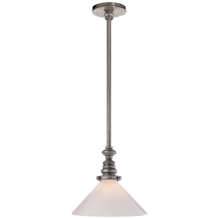 Bolt Pendant I-Visual Comfort-VISUAL-SL 5125AN-WG1-PendantsAntique Nickel-White Glass Slant Shade-2-France and Son