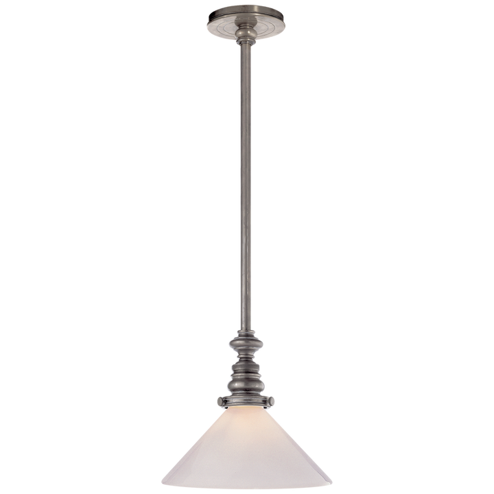 Bolt Pendant I-Visual Comfort-VISUAL-SL 5125AN-WG1-PendantsAntique Nickel-White Glass Slant Shade-2-France and Son