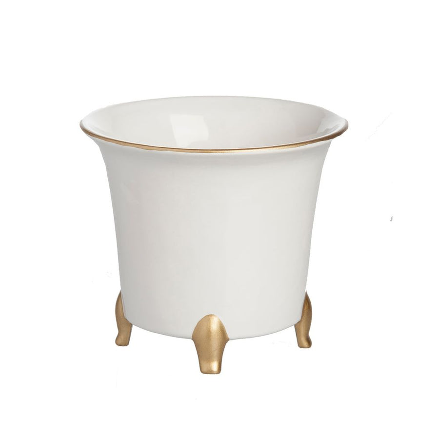 Indoor Planters Cachepot, White and Gold, Small Set of 2