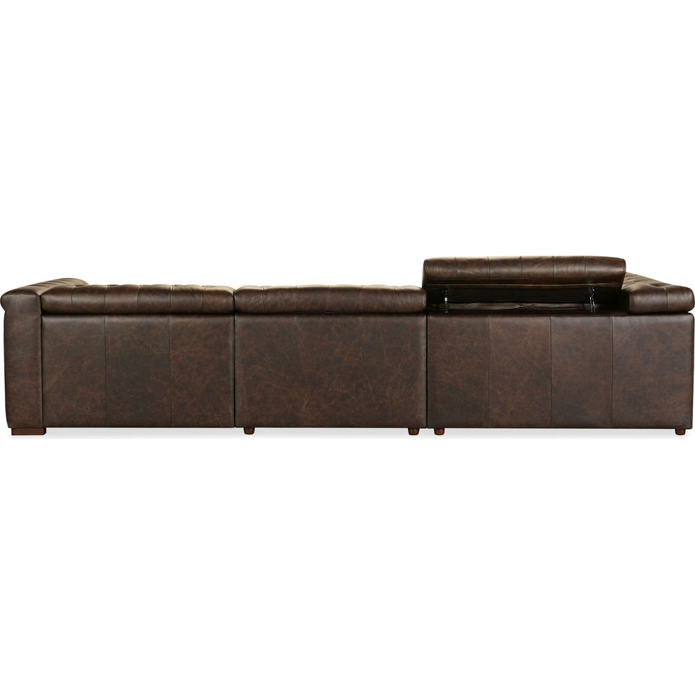 Sectionals: Recliners Vanguard Deux 5 Seat Sectional with Four Power Recliners and Six Power Headrests - Brown