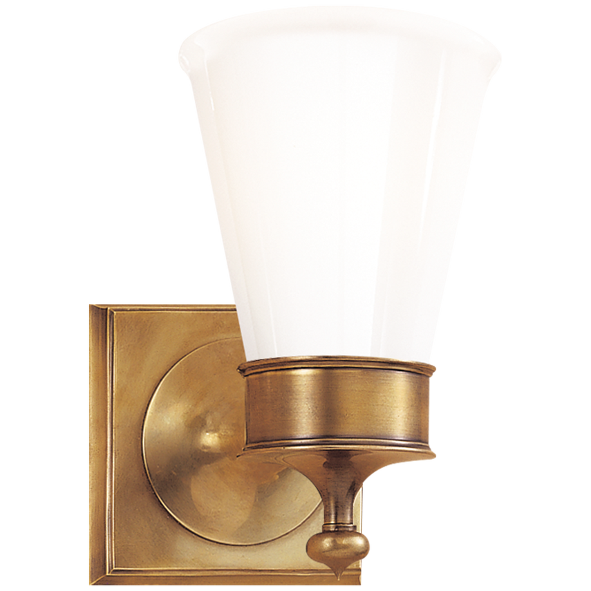 Sena Single Sconce-Visual Comfort-VISUAL-SS 2001HAB-WG-Wall LightingHand-Rubbed Antique Brass-White Glass-2-France and Son