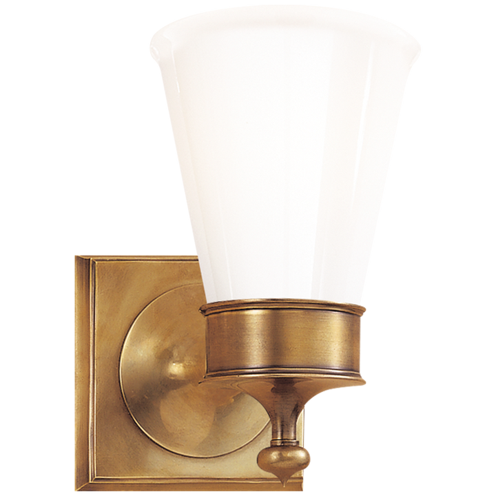 Sena Single Sconce-Visual Comfort-VISUAL-SS 2001HAB-WG-Wall LightingHand-Rubbed Antique Brass-White Glass-2-France and Son