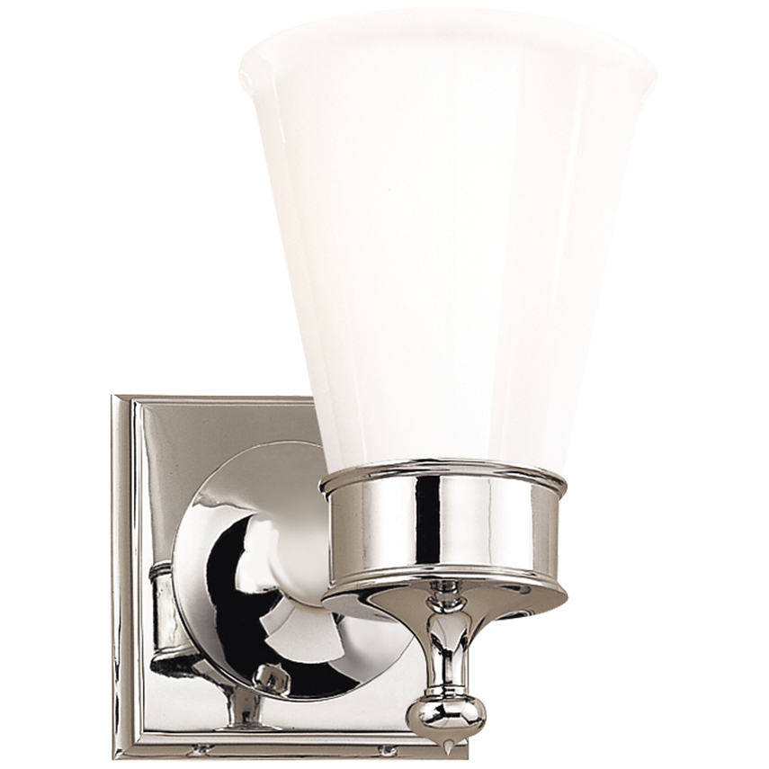 Sena Single Sconce-Visual Comfort-VISUAL-SS 2001PN-WG-Wall LightingPolished Nickel-White Glass-3-France and Son