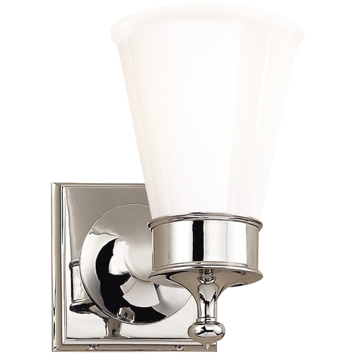 Sena Single Sconce-Visual Comfort-VISUAL-SS 2001PN-WG-Wall LightingPolished Nickel-White Glass-3-France and Son