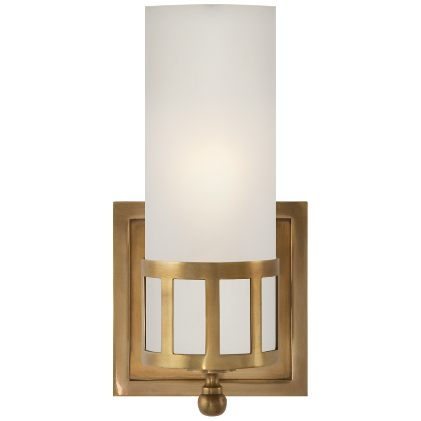 Oriana Single Sconce-Visual Comfort-VISUAL-SS 2011HAB-FG-Wall LightingHand-Rubbed Antique Brass-Frosted Glass-4-France and Son