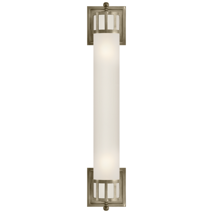 Owork Long Sconce-Visual Comfort-VISUAL-SS 2014AN-FG-Wall LightingAntique Nickel/Frosted Glass-1-France and Son