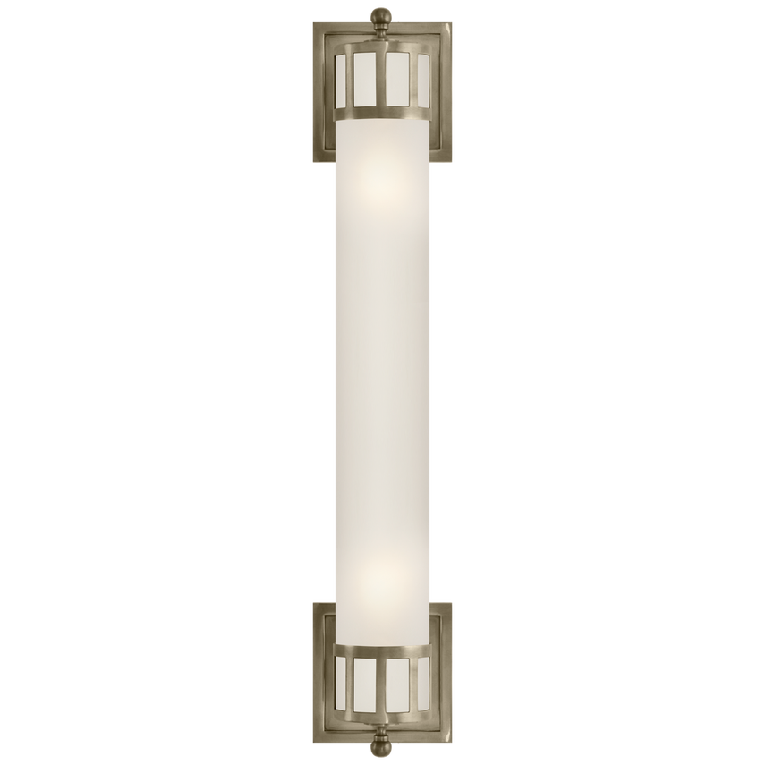 Owork Long Sconce-Visual Comfort-VISUAL-SS 2014AN-FG-Wall LightingAntique Nickel/Frosted Glass-1-France and Son