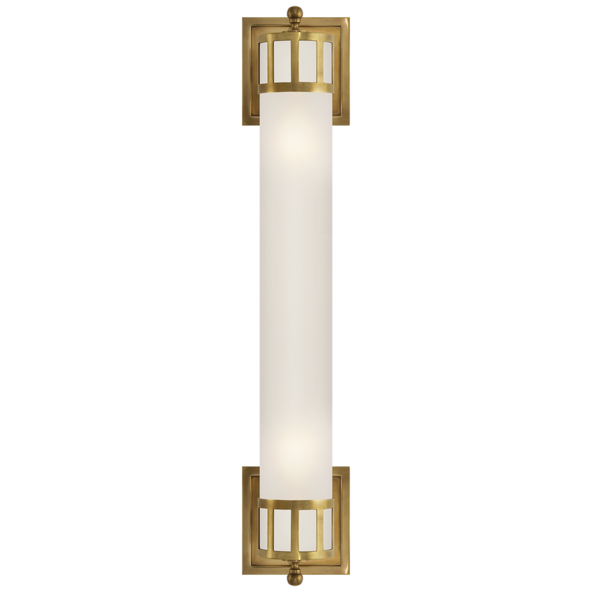 Owork Long Sconce-Visual Comfort-VISUAL-SS 2014HAB-FG-Wall LightingHand-Rubbed Antique Brass/Frosted Glass-4-France and Son