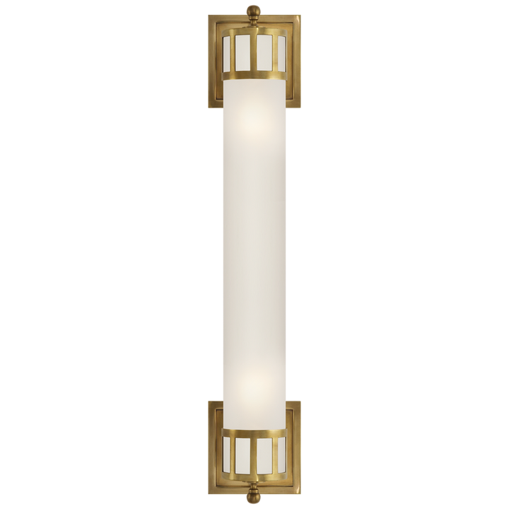 Owork Long Sconce-Visual Comfort-VISUAL-SS 2014HAB-FG-Wall LightingHand-Rubbed Antique Brass/Frosted Glass-4-France and Son