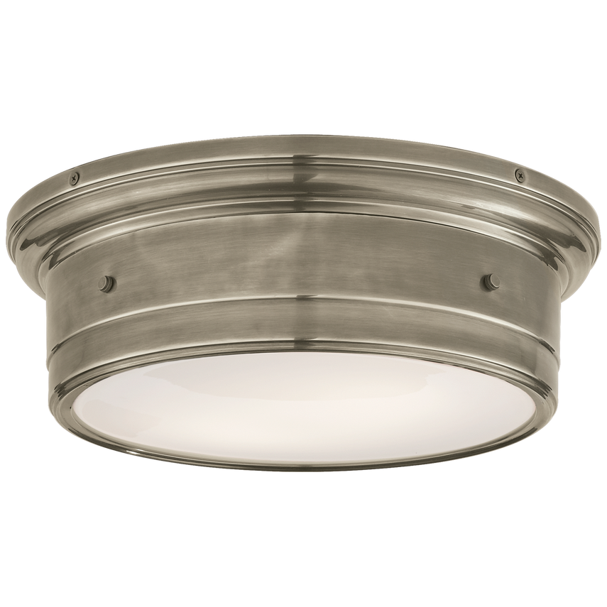 Sena Large Flush Mount-Visual Comfort-VISUAL-SS 4016AN-WG-Flush MountsAntique Nickel-White Glass-1-France and Son