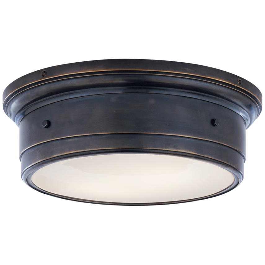 Sena Large Flush Mount-Visual Comfort-VISUAL-SS 4016BZ-WG-Flush MountsBronze-White Glass-2-France and Son