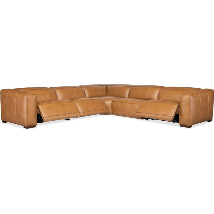 Sectionals: Recliners Fresco 5 Seat Sectional with Power Recline & Power Headrest - Brown