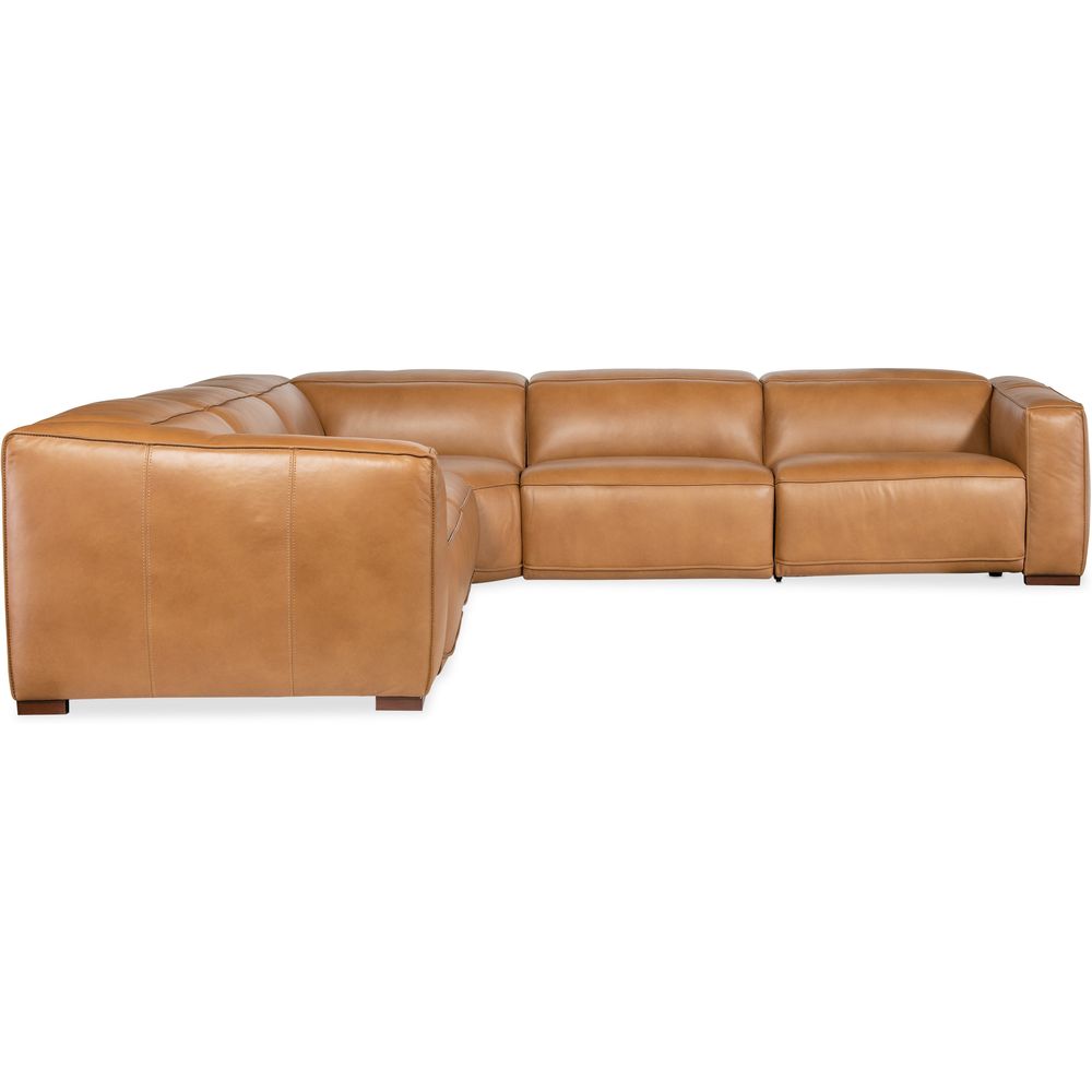 Fresco 5 Seat Sectional with Power Recline & Power Headrest - Brown