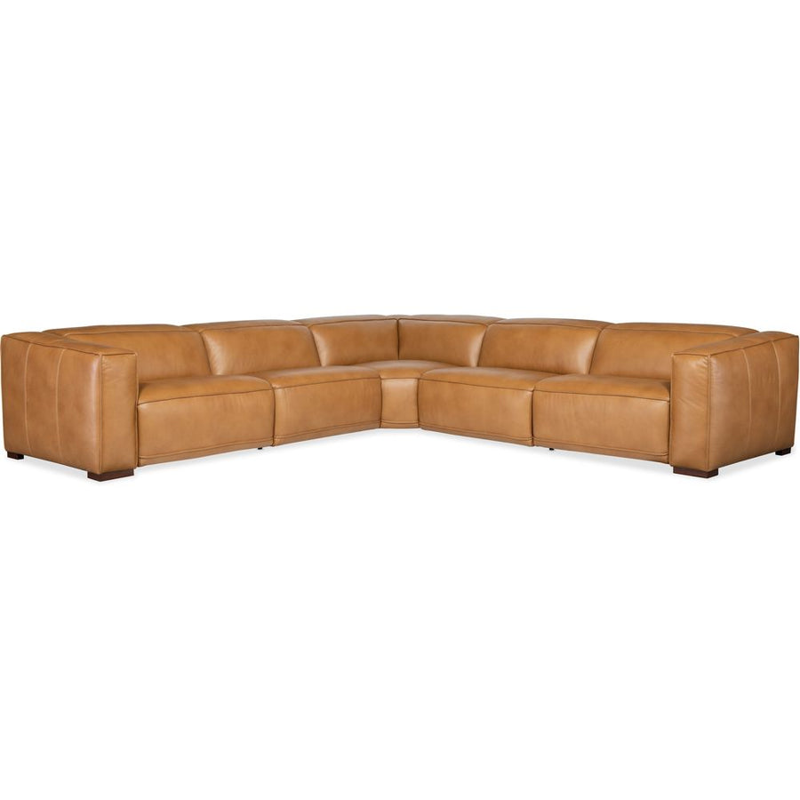 Sectionals: Recliners Fresco 5 Seat Sectional with Power Recline & Power Headrest - Brown