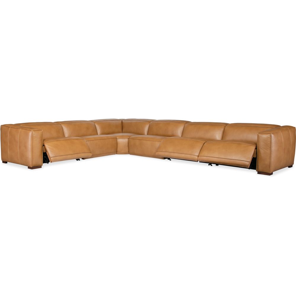 Sectionals: Recliners Fresco 6 Seat Sectional 3-Power Recline & Power Headrest - Brown