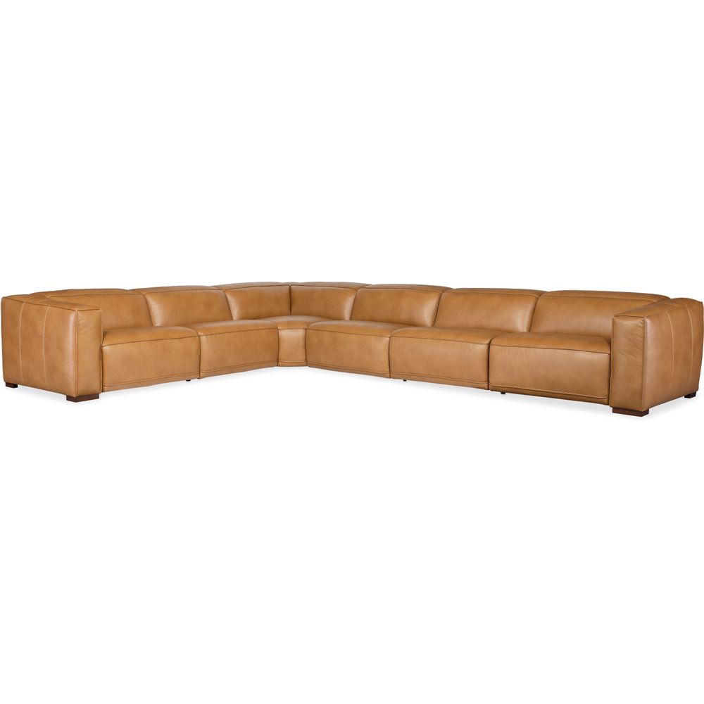 Sectionals: Recliners Fresco 6 Seat Sectional 3-Power Recline & Power Headrest - Brown