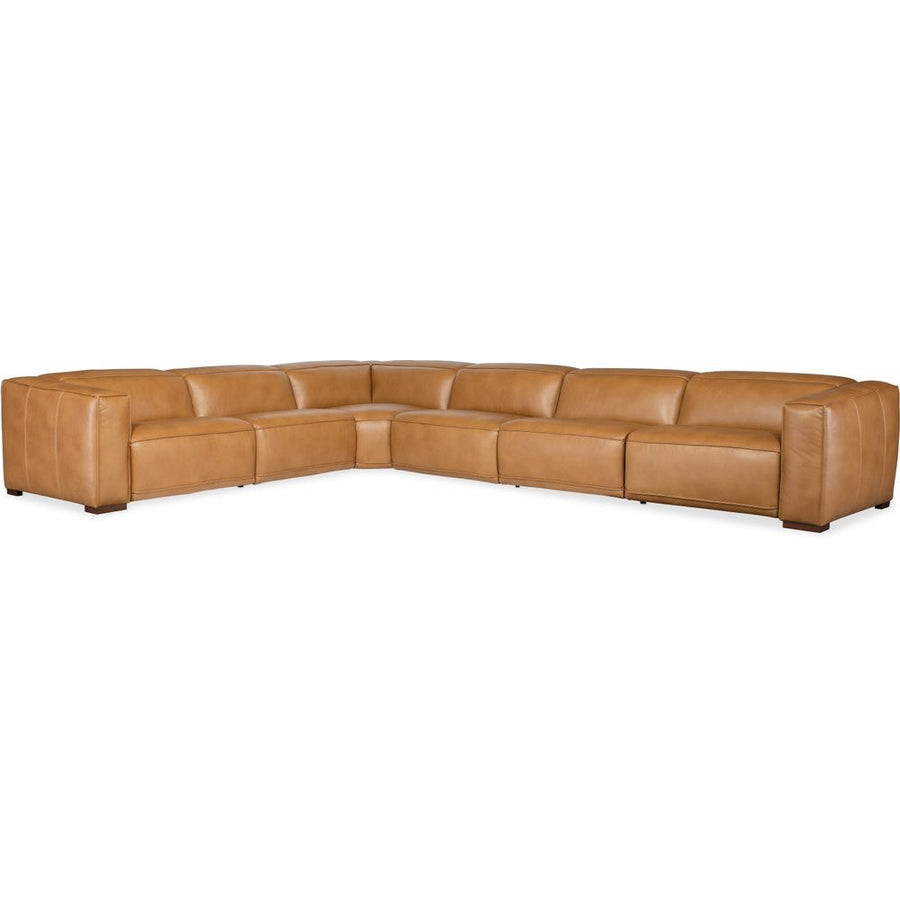 Sectionals: Recliners Fresco 6 Seat Sectional 3-Power Recline & Power Headrest - Brown