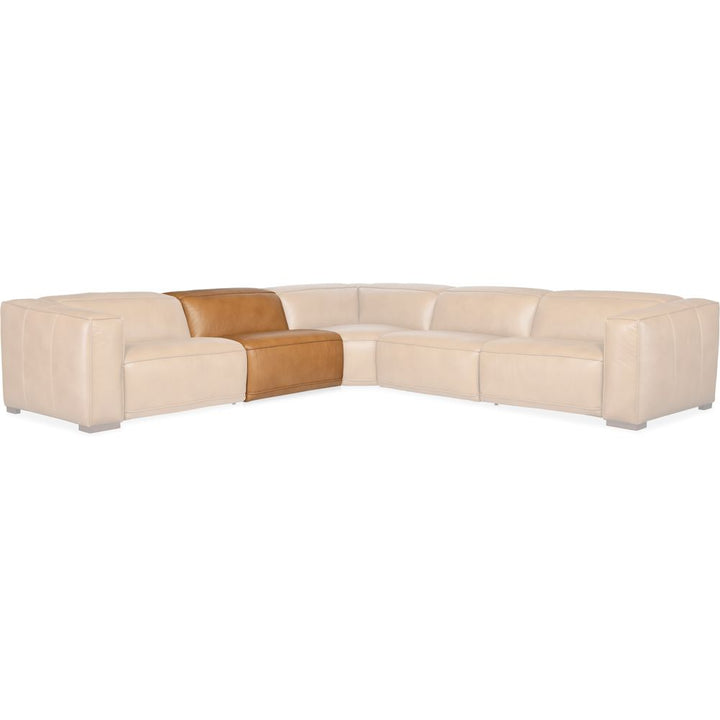 Fresco 5 Seat Sectional with Power Recline & Power Headrest - Brown