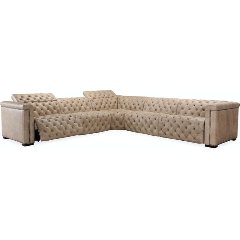 Savion Grandier 5-Piece Power HR Sectional w/2 Power Recline-Hooker-HOOKER-SS434-G5PS-082-SofasLight Brown-3-France and Son