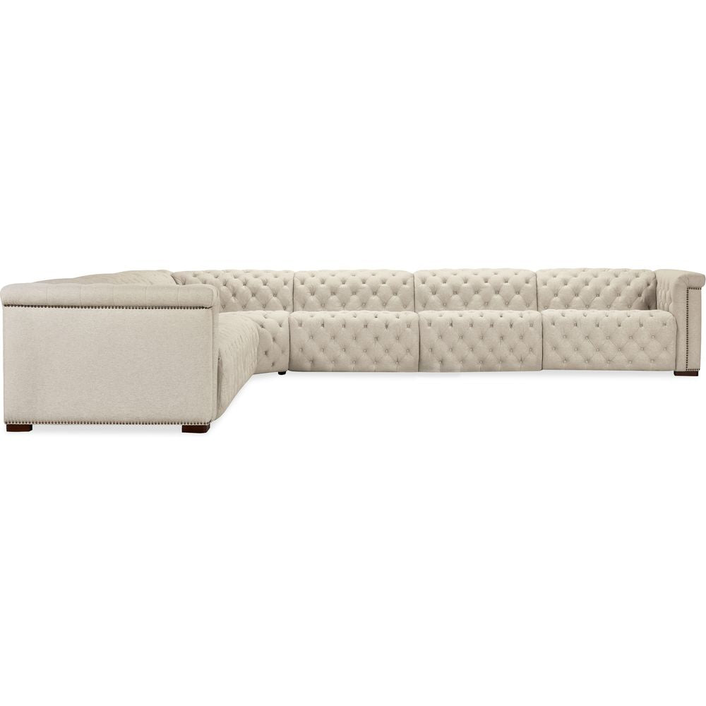 Sectionals: Recliners Savion Deux 6 Seat Sectional with Four Power Recliners and Seven Power Headrests - Beige