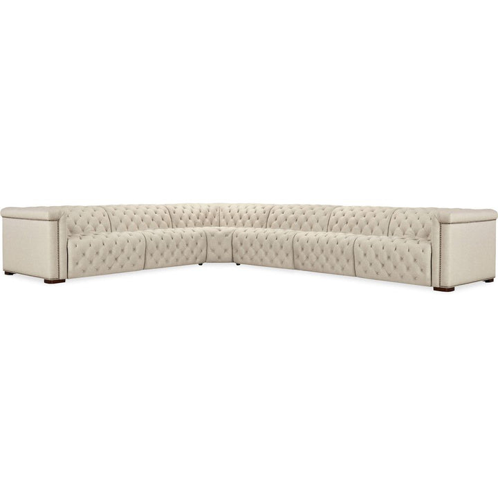 Sectionals: Recliners Savion Deux 6 Seat Sectional with Four Power Recliners and Seven Power Headrests - Beige