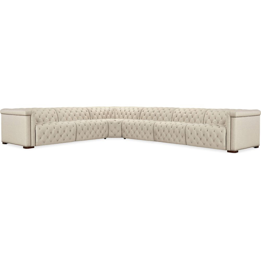 Sectionals: Recliners Savion Deux 6 Seat Sectional with Four Power Recliners and Seven Power Headrests - Beige