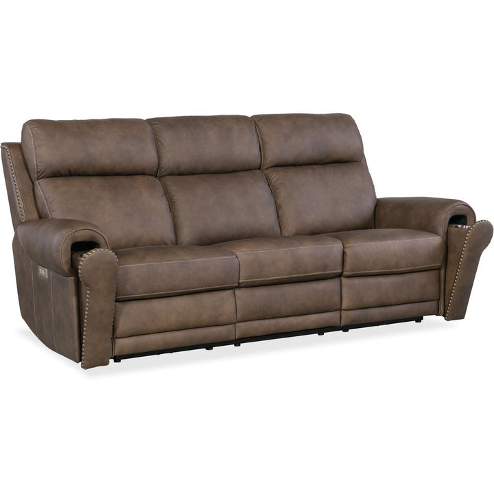 Duncan Power Sofa with Power Headrest & Lumbar - Dark Brown