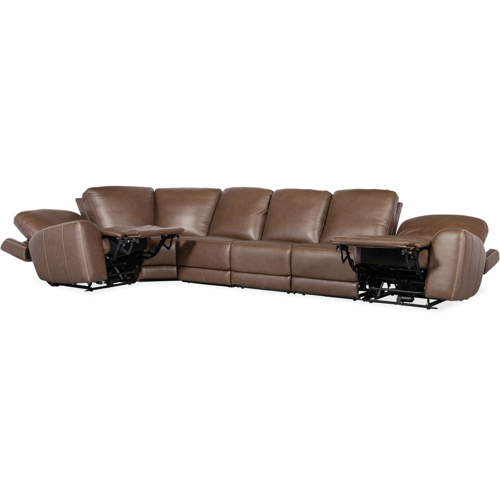 Sectionals: Recliners Torres 6 Piece Sectional with Power Recline & Power Headrest (Configuration 1) - Brown