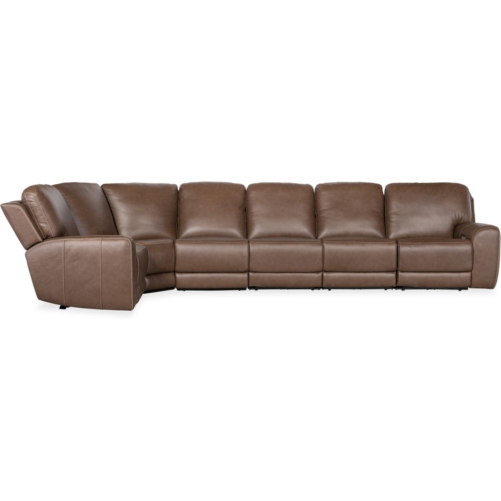 Sectionals: Recliners Torres 6 Piece Sectional with Power Recline & Power Headrest (Configuration 1) - Brown