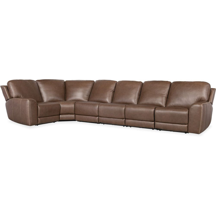 Sectionals: Recliners Torres 6 Piece Sectional with Power Recline & Power Headrest (Configuration 1) - Brown