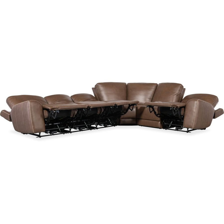 Sectionals: Recliners Torres 6 Piece Sectional with Power Recline & Power Headrest (Configuration 3) - Brown