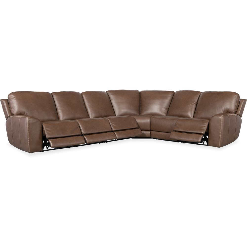 Sectionals: Recliners Torres 6 Piece Sectional with Power Recline & Power Headrest (Configuration 3) - Brown