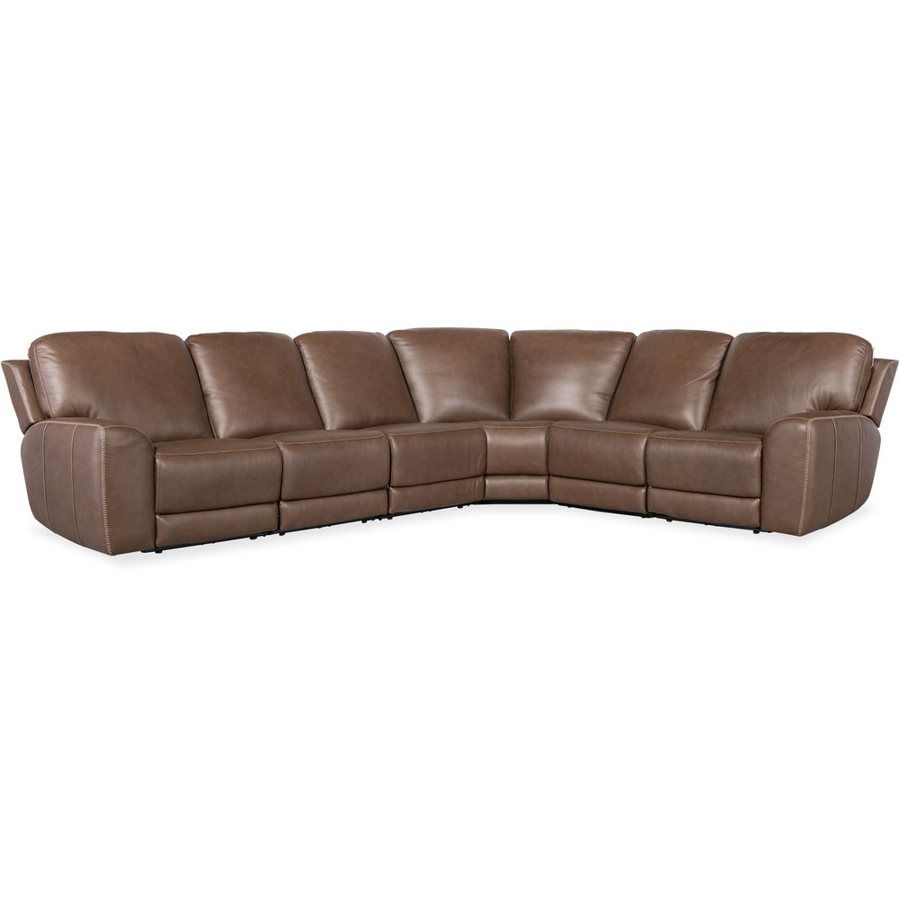 Sectionals: Recliners Torres 6 Piece Sectional with Power Recline & Power Headrest (Configuration 3) - Brown