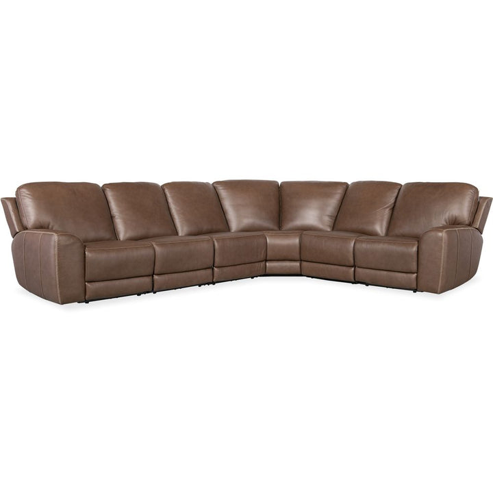 Sectionals: Recliners Torres 6 Piece Sectional with Power Recline & Power Headrest (Configuration 3) - Brown