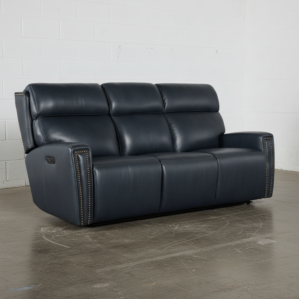 Celeste Zerog Power Sofa W/Ph & Hidden Console - Blue - Open Box