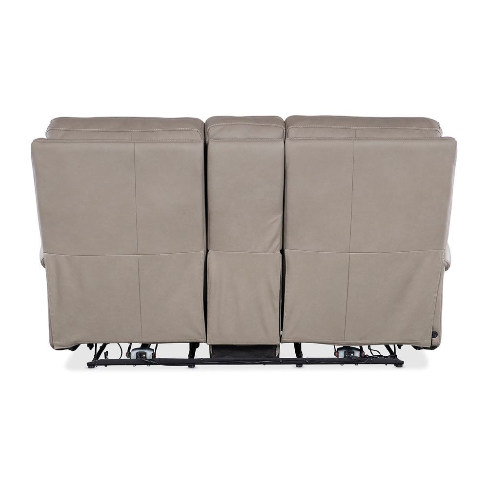 Bishop Console Loveseat with Power Recline & Power Headrest - Dark Taupe Leather