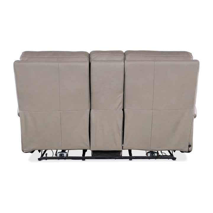 Bishop Console Loveseat with Power Recline & Power Headrest - Dark Taupe Leather