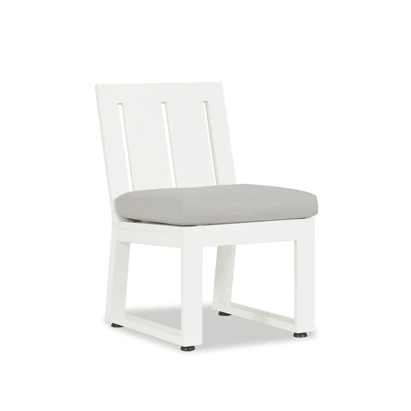 Outdoor Dining Chairs Newport Armless Dining Chair in Cast Silver, No Welt