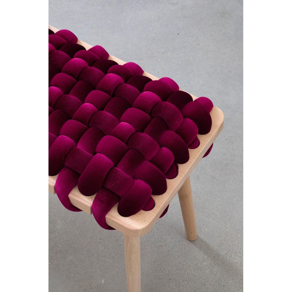 Benches Burgandy Velvet Woven Bench