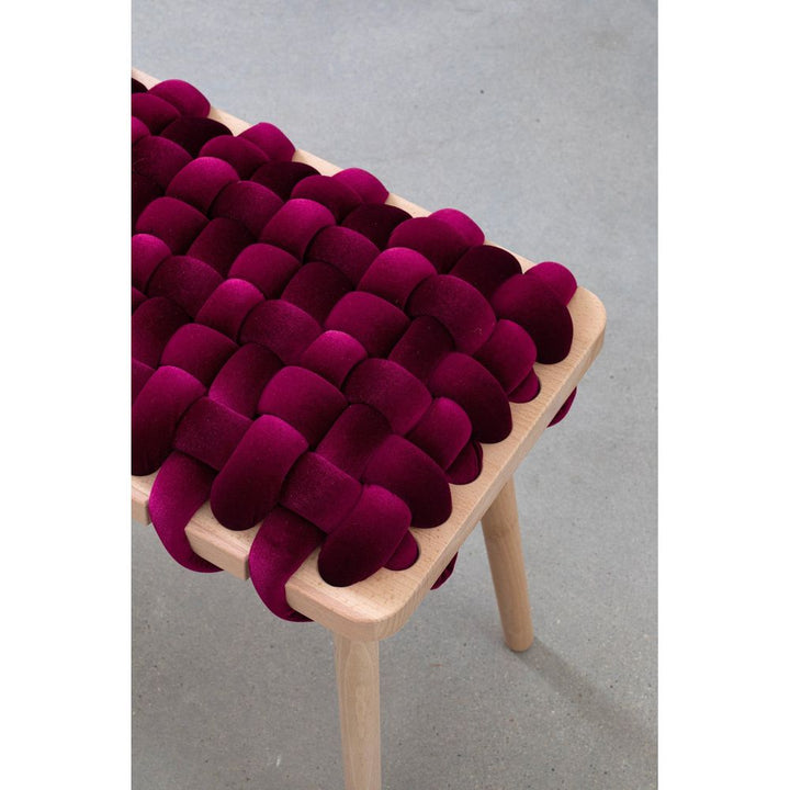 Benches Burgandy Velvet Woven Bench