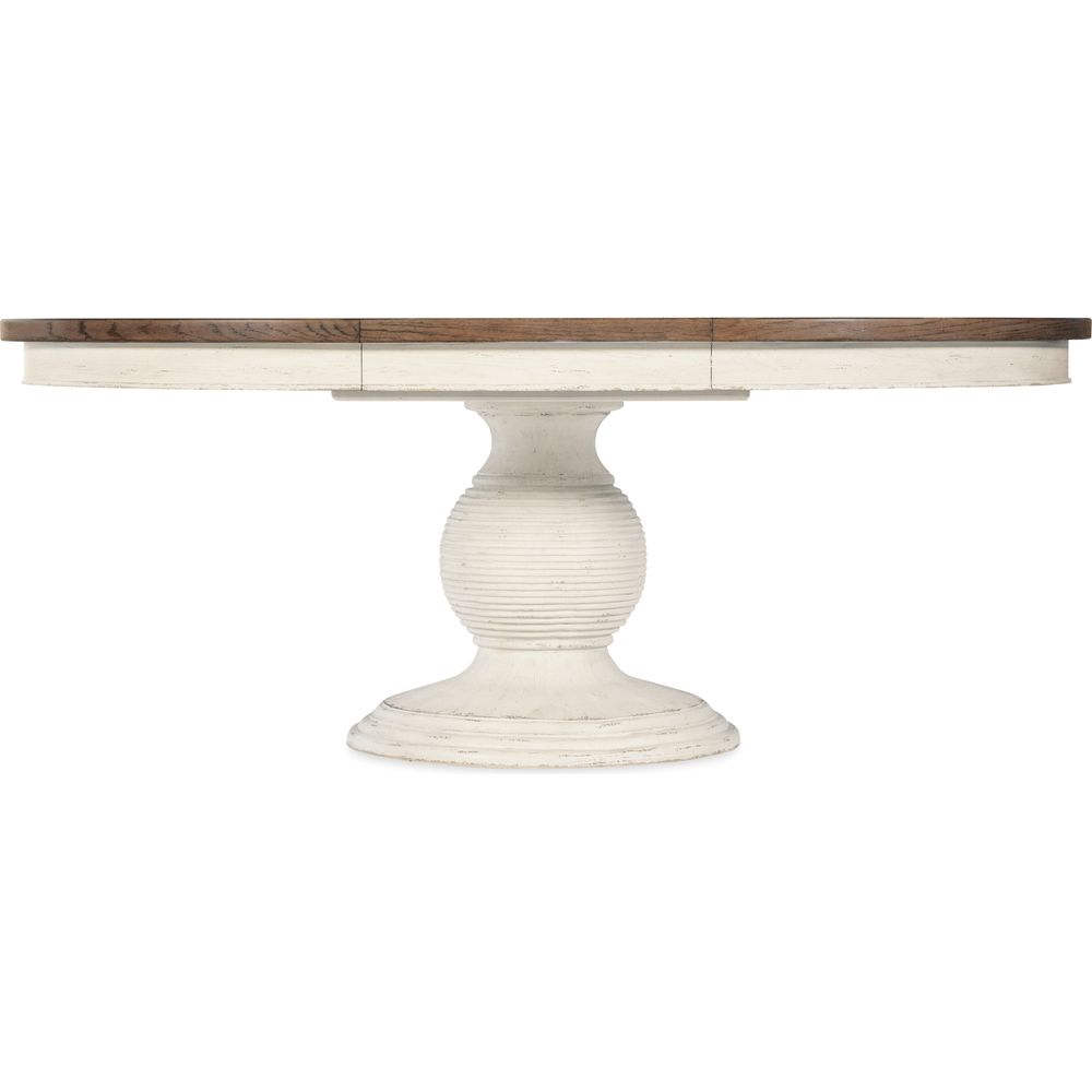Americana Round Pedestal Dining Table with 1-22in Leaf - Whites/Creams/Beiges