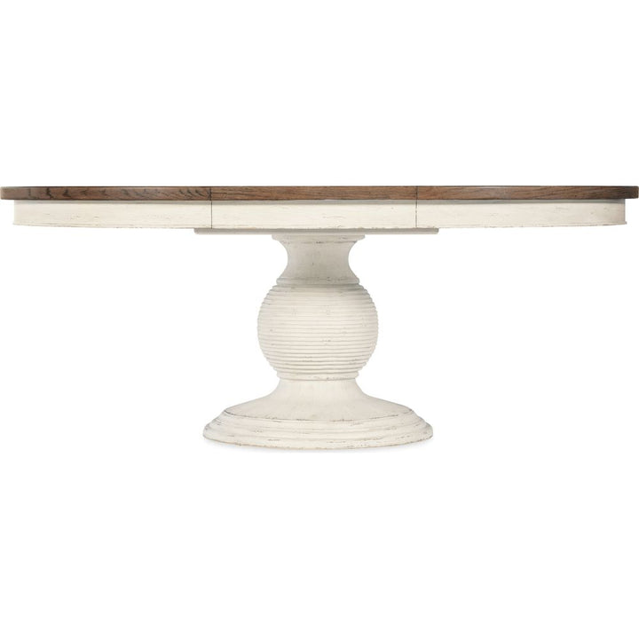 Americana Round Pedestal Dining Table with 1-22in Leaf - Whites/Creams/Beiges